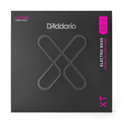 D'Addario XTB45130 XT BASS NICKEL PLATED STEEL REGULAR LIGHT 5-STRING (45-130) струни для бас-гітари